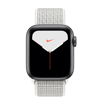 Apple 苹果 Watch Nike Series 5 智能手表 (44 mm、深空灰色铝金属表壳、雪峰白色Nike 回环式运动表带、GPS)