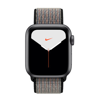 Apple 苹果 Watch Nike Series 5 智能手表 (44 mm、深空灰色铝金属表壳、心动蓝配岩浆色Nike 回环式运动表带、GPS)