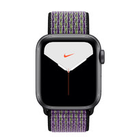 Apple 苹果 Watch Nike Series 5 智能手表 (40 mm、深空灰色铝金属表壳、沙丘色配荧光黄色Nike 回环式运动表带、GPS + 蜂窝网络)