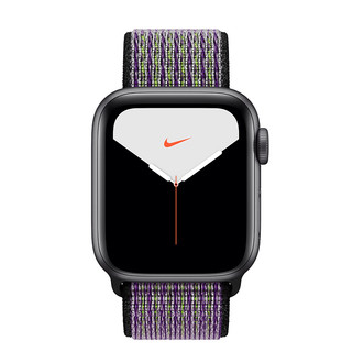 Apple 苹果 Watch Nike Series 5 智能手表 (44 mm、深空灰色铝金属表壳、沙丘色配荧光黄色Nike 回环式运动表带、GPS)