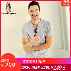 Hush Puppies/暇步士 PD-27342D 圆领开襟短袖T恤