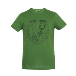 VERSACE JEANS 范思哲 奢侈品 男士绿色棉质胶印图案圆领短袖T恤 B3GTB76H 36610 130 XL码