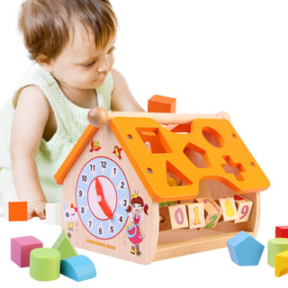 丹妮奇特智慧屋儿童积木男孩女孩早教益智玩具木制1-3周岁婴儿启蒙多功能百宝箱-8638 *2件