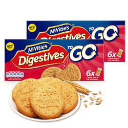 英国进口 麦维他(Mcvitie's) 全麦粗粮酥性原味消化饼干 6袋分享装176.4g*2 *5件