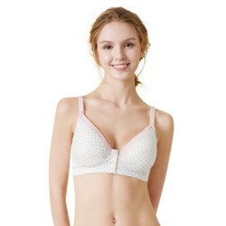 十月妈咪(octmami)哺乳文胸莫代尔前开口孕妇内衣 白色波点 L *3件