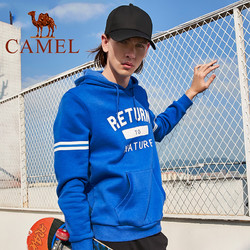 CAMEL骆驼户外运动卫衣 情侣款男女休闲印花舒适加绒套头连帽运动卫衣