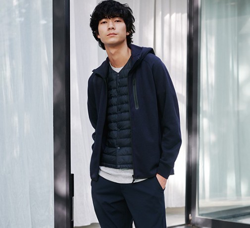 uniqlo优衣库418702弹力运动拉链连帽开衫