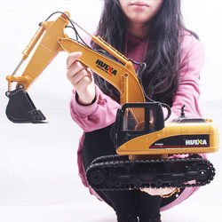 汇纳遥控挖掘机合金大型工程车多功能可充电男孩玩具车