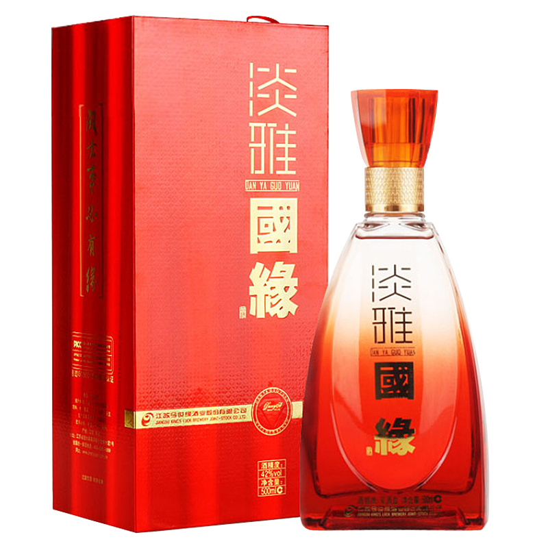 今世缘淡雅国缘42度500ml单瓶浓香型白酒2件