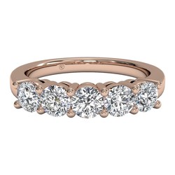 Ritani 18k玫瑰金 五颗钻石女式结婚戒指