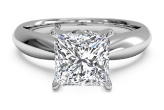 Ritani 14k白金 公主方形钻石订婚戒指0.3克拉