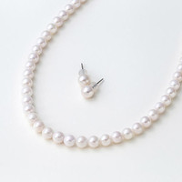 银联专享:Maria 6.5mm阿古屋珍珠项链+耳钉套装 粉白色