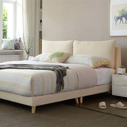 A家家具 DA0120-180 米黄色1.8米床+床垫+床头柜