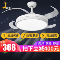 秋凡 餐厅北欧吊扇灯隐形风扇灯简约现代电扇灯家用客厅带灯电风扇吊灯扇 全白-42寸/变光/遥控
