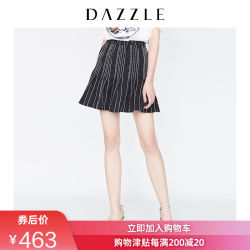 DAZZLE地素 夏装新款 车线条纹褶皱松紧腰A字短裙 2F2S2152A