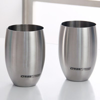 欧润哲 水杯 不锈钢榄形单层格调酒杯可乐杯 加大号2只装