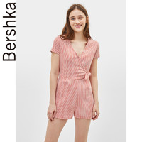 Bershka 巴适卡 02970326615 连体裤学院风粉色格子短裤