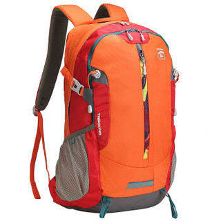 探路者（TOREAD）背包 户外露营耐磨三层口袋30升双肩背包ZEBF80704 橙红 30L