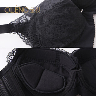 奥丽侬 薄款聚拢胸罩夏季性感蕾丝边内衣女丰满调整型文胸OGW2132 黑色 E90