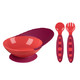 boon 啵儿 儿童宝宝餐具 吸盘碗 吸力强 防摔 婴幼儿成长训练餐具套装 珊瑚红色/紫色