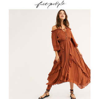 free people 五分袖连衣裙52649753 黑色 XS  