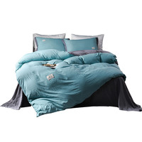 LANHUAQING 兰花情 LHQ20190719 纯色水洗棉四件套床单被套 (白色、1.2m)