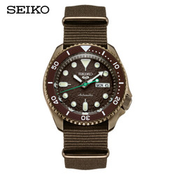 精工（SEIKO）手表 2019新品新盾牌5号系列100米防水自动/手动上链时尚棕红盘水鬼运动机械男表 SRPD85K1