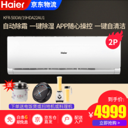 海尔(Haier) 2匹 冷暖变频挂机 空调 适用面积（23-34m²）二级能效 创新PMV舒适系统 白 KFR-50GW/19HDA22AU1