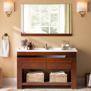 谛唯 浴室柜橡胶木实木 现代简约落地靠墙式组合套装