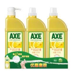 斧头牌(AXE)柠檬护肤洗洁精套装1.18kg*3(1泵+2补)柠檬清香 维E呵护不伤手 *3件
