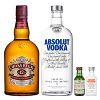 芝华士12年1000ml+绝对伏特加原味1000ml 洋酒 威士忌+伏特加 套装