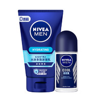 NIVEA 妮维雅男士酷爽套装（水活多效洁面100ml 海洋爽身走珠液)