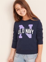 OLD NAVY 女孩|徽标图案圆领长袖卫衣