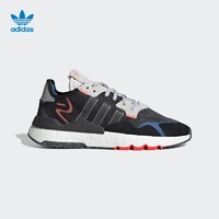 阿迪达斯官网 adidas 三叶草 NITE JOGGER 男子经典运动鞋EF8719 (42.5、黑色/白色/橙红荧光/蓝鸟色)