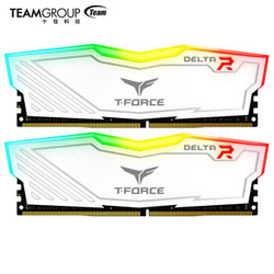 十铨（Team）16GB (8G×2) 套装 DDR4 3200 台式机内存条 DELTA系列 RGB灯条 白色