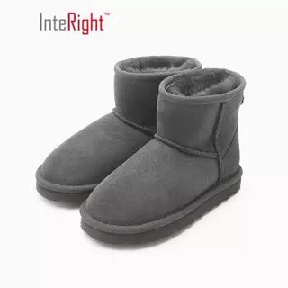 INTERIGHT 皮毛一体保暖雪地靴童靴灰色 30# *2件