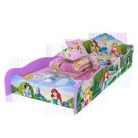 迪士尼儿童床男女孩家具Disney公主床带护栏卡通软床1.5m米粉色(粉色 公主系列)