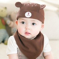 熊朵 宝宝帽子+三角巾组合