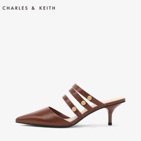 CHARLES&KEITH;女士凉鞋CK1-60580107细带装饰尖头高跟鞋 白兰地色Cognac 36