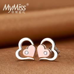 MyMiss 非常爱礼 925银镀铂金 心形耳钉