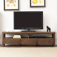 VISAWOOD 维莎原木 电视柜日式纯全实木橡木黑胡桃色 1.8米