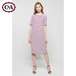 C&A ECD119001 女士横条纹针织直筒裙