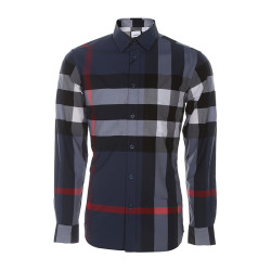 BURBERRY/博柏利 BURBERRY/博柏利 男士翻领格纹英伦长袖衬衫 8015032 CARBON BLUE