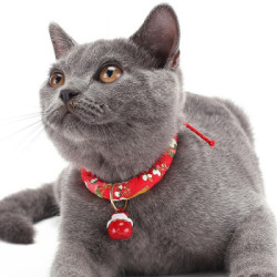 逗乐奇 猫铃铛 猫咪项圈 红色樱花 M码 适合4-9kg猫咪