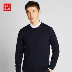 UNIQLO 优衣库 精纺美利奴圆领针织衫 419190