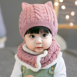 公主妈妈 儿童加厚保暖毛线帽