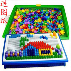 蘑菇钉玩具创意组合拼插板儿童益智拼图