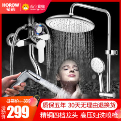 希箭HOROW挂墙式全铜淋浴花洒套装全铜加厚龙头卫浴不锈钢淋浴花洒可旋转带升降花洒套装多出水