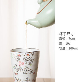 竹木本记 日式陶瓷杯手绘釉下彩波纹杯水杯