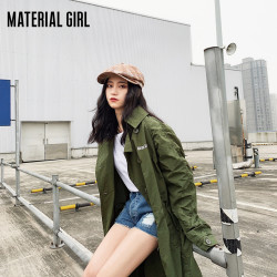 Material Girl中长款休闲风衣女2019秋季新款时尚复古大衣外套潮